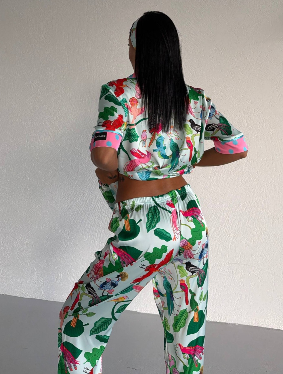 Pijama 2 piese Delis, Satin mat cu nasturi - imagine 2