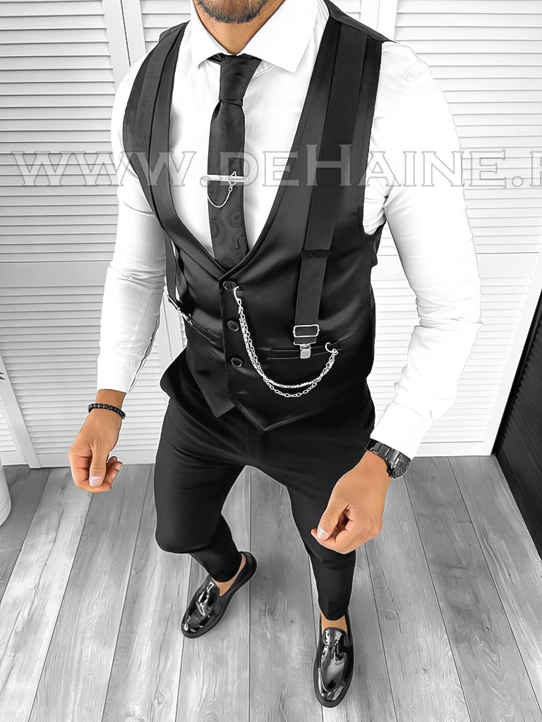 Vesta Barbati Slim Fit Neagra | Eleganta Moderna