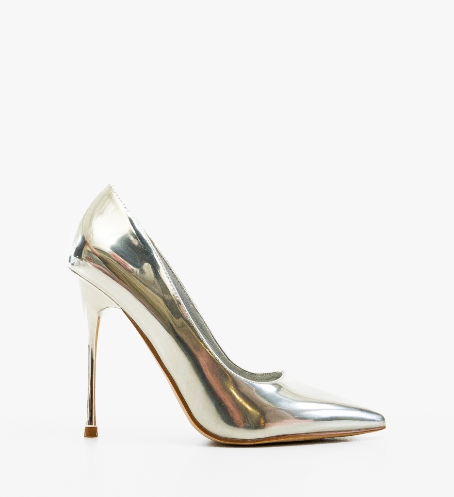 Pantofi Stiletto Argintii Eleganți - imagine 6