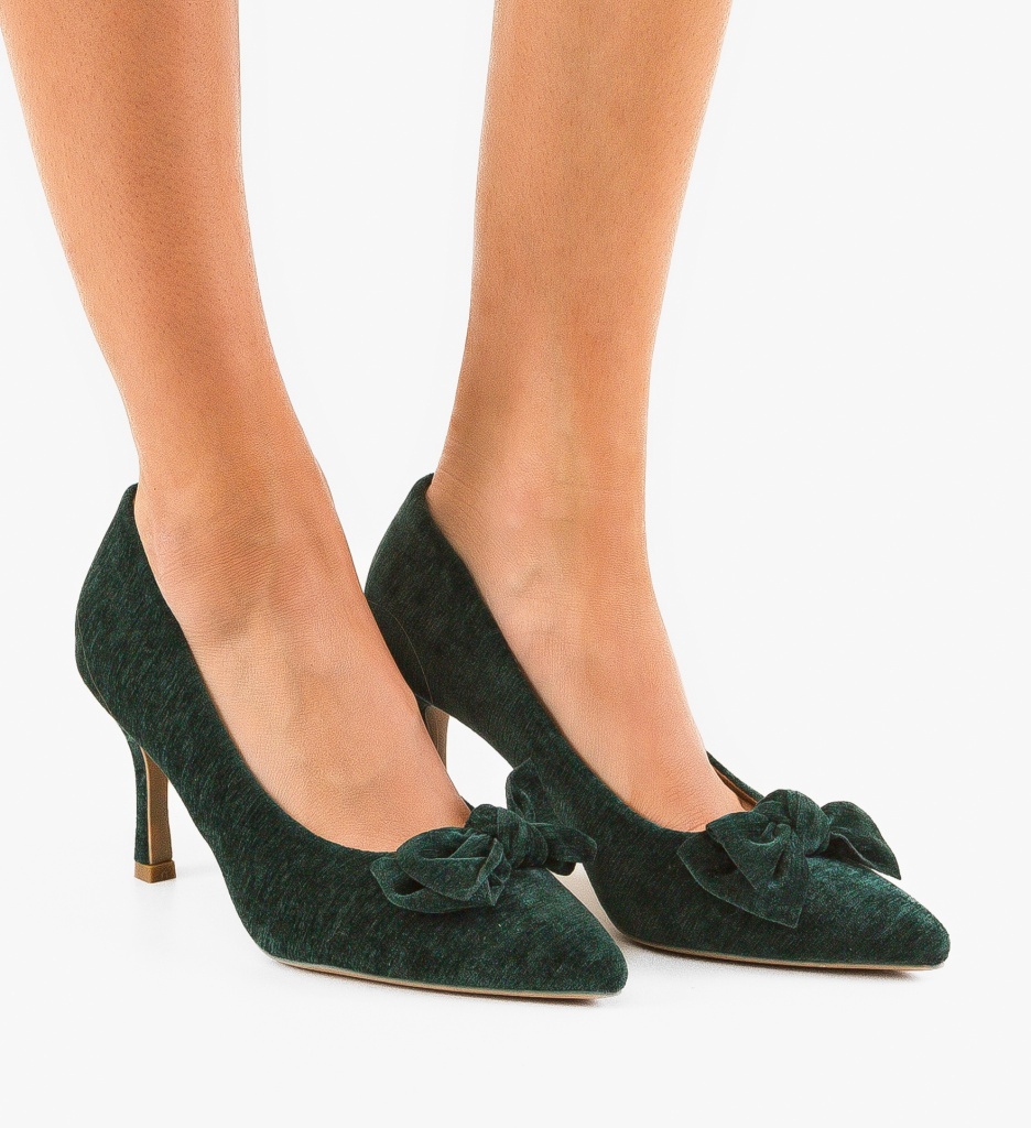Pantofi Vynel Verzi cu Toc Elegant - imagine 3