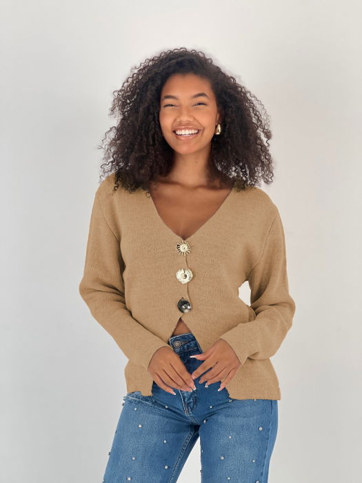 Pulover Camel Miss Poem - Elegant și Confortabil