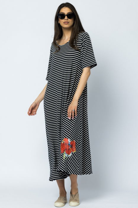 Rochie Pierino A-line cu Imprimeu Maci - Eleganță și Confort
