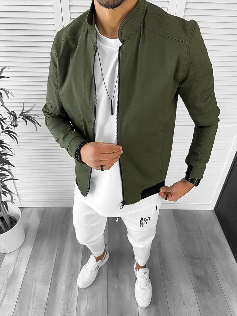 Geaca barbati toamna kaki impermeabila slim fit