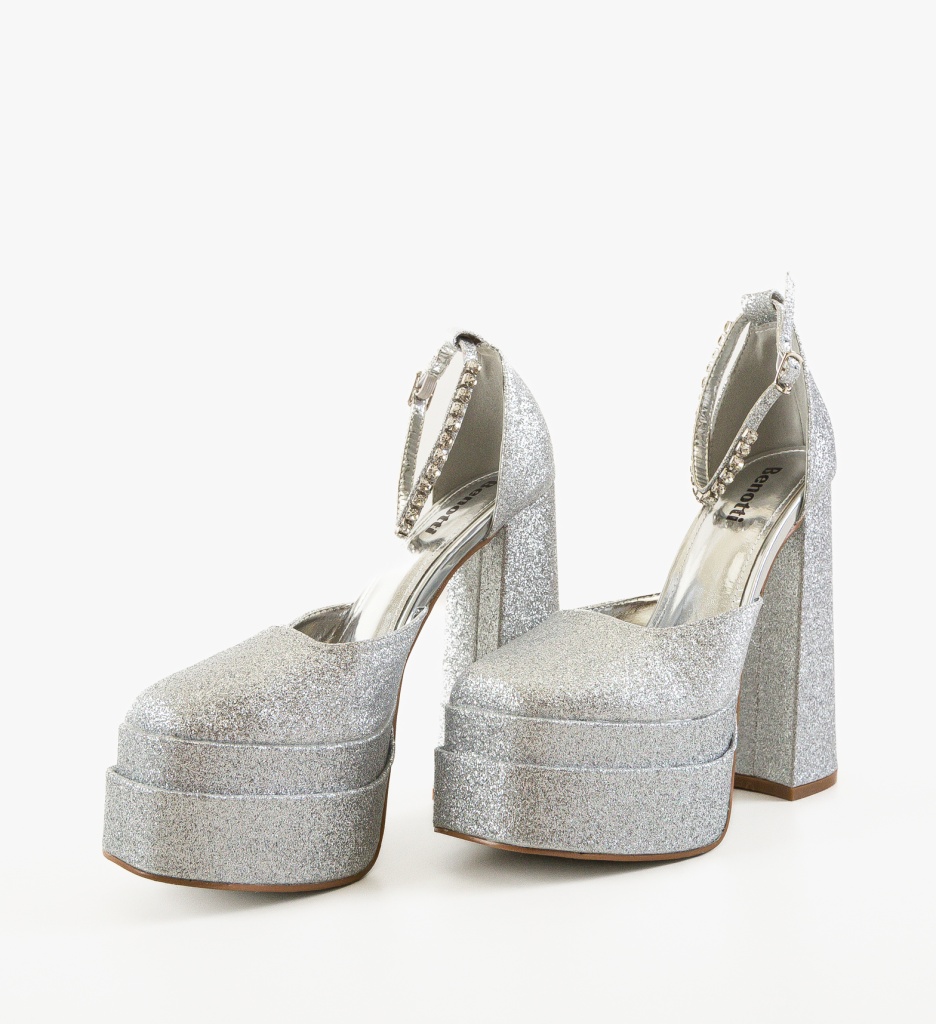 Pantofi Vestrok Argintii cu Toc Eleganti - imagine 4