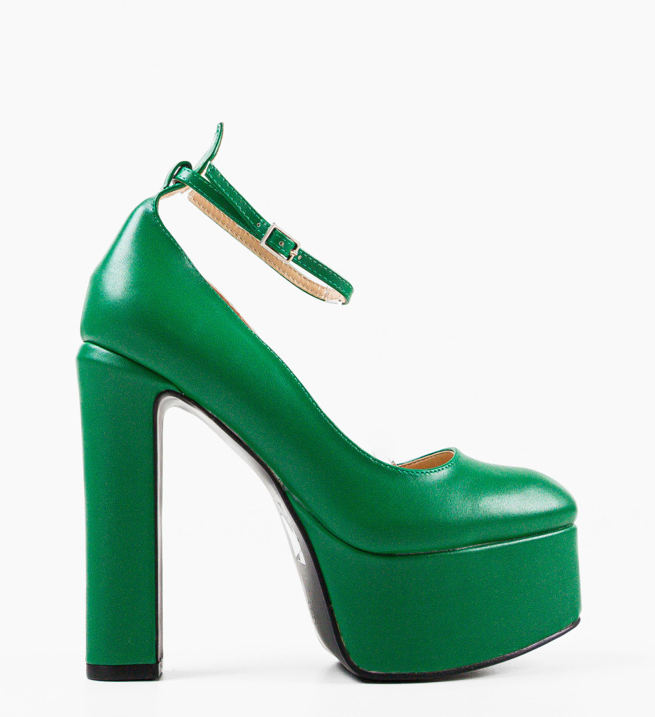 Pantofi Dama Thornton Verzi cu Toc Eleganți - imagine 4