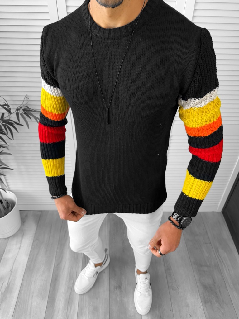 Pulover Barbati Slim Fit Negru Elegant