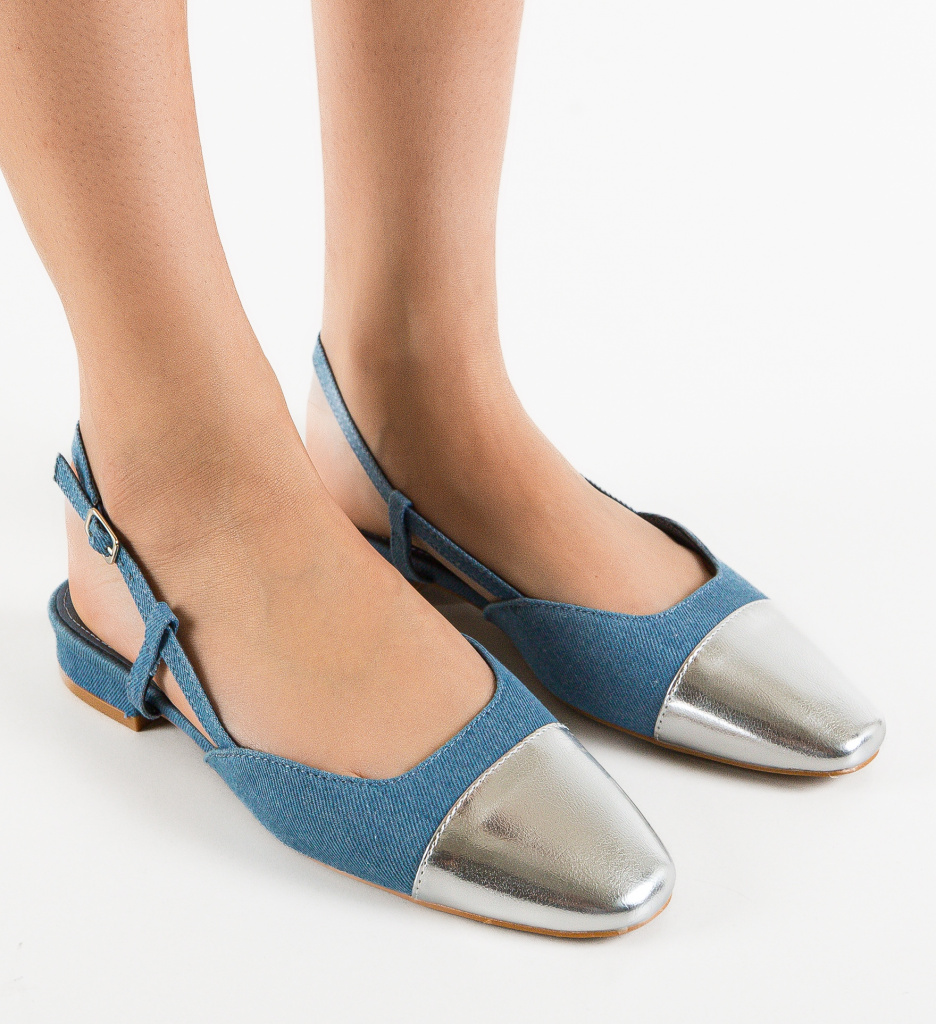 Pantofi Karuna Albastri Eleganți cu Toc - imagine 2