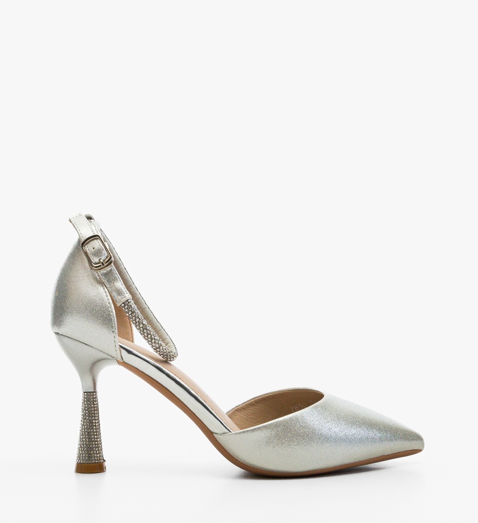 Pantofi cu Toc Argintii Eleganți Ydeu - imagine 4