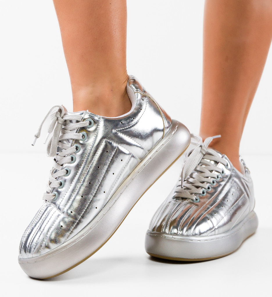 Sneakers Dama Golgar Argintii - Stil și Confort - imagine 5