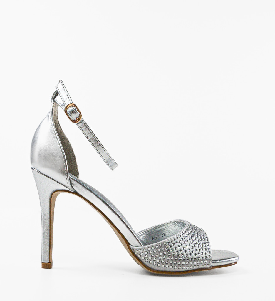 Sandale Toc Liron Argintii | Eleganță Modernă - imagine 4