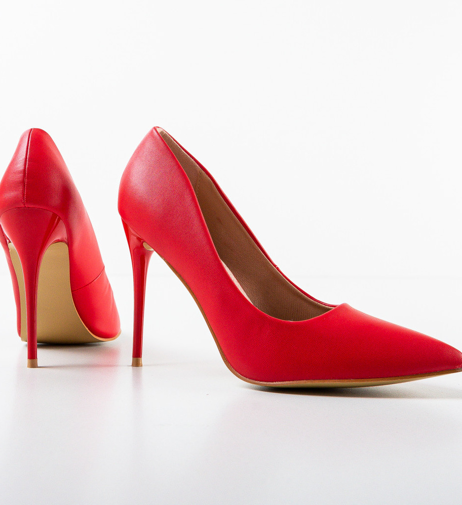 Pantofi Dama Beba Rosii cu Toc Eleganți - imagine 7