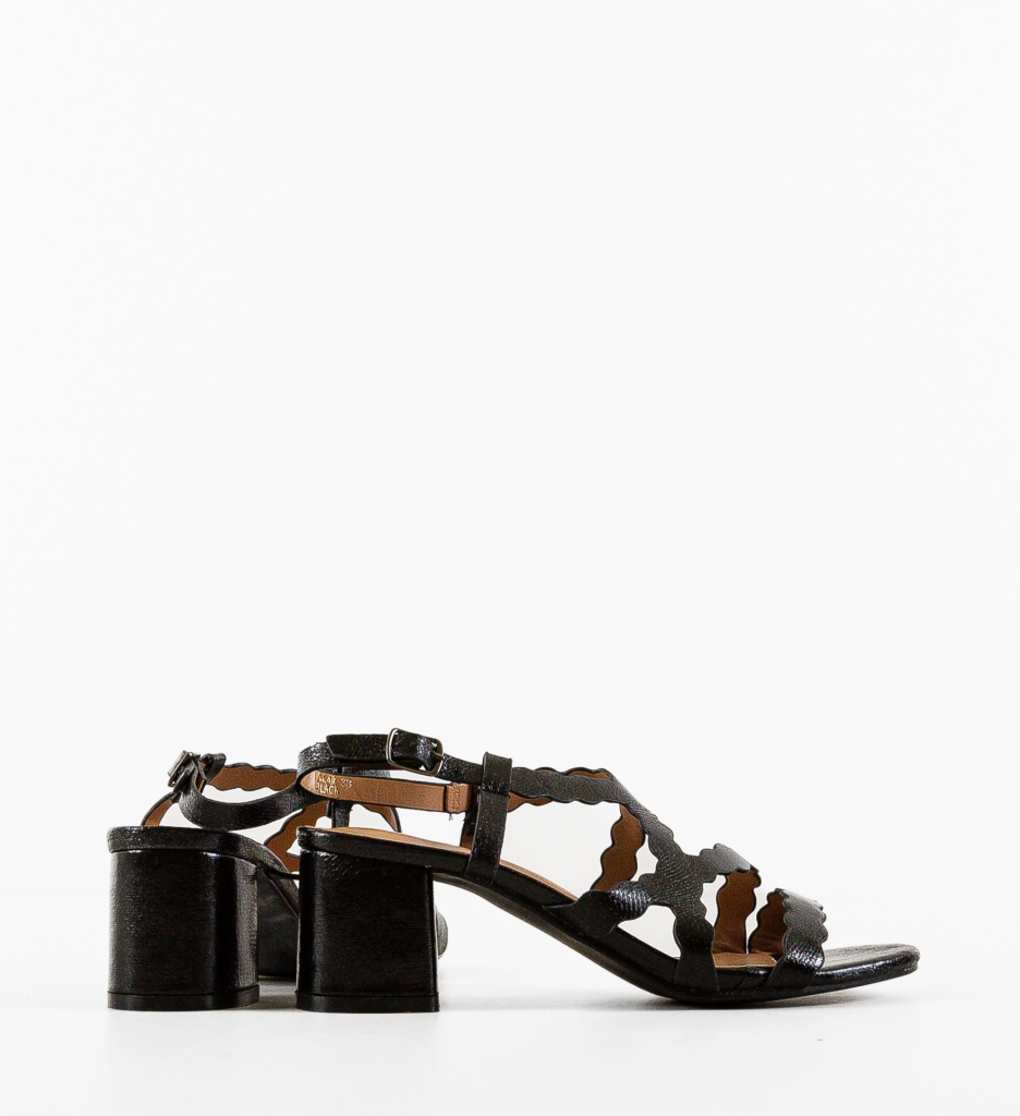 Sandale Azura Negre cu Toc Elegante - imagine 5