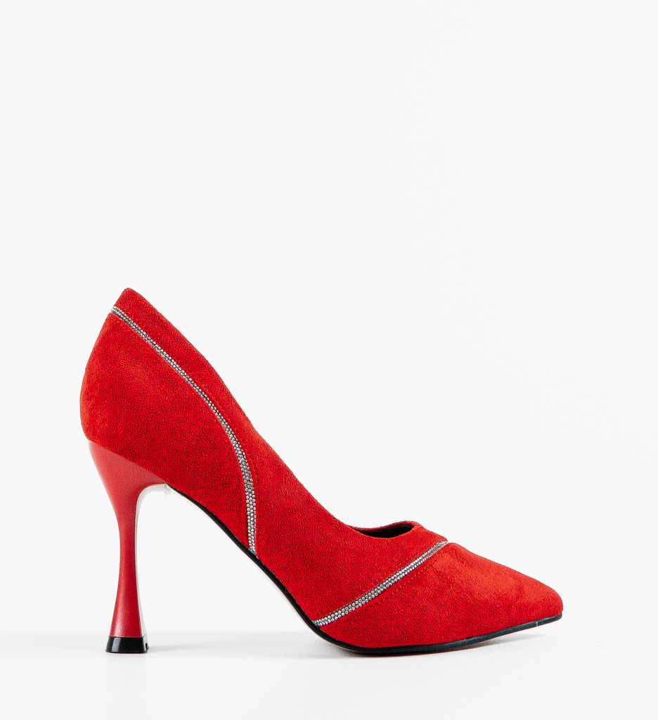 Pantofi Dama Shah Rosii cu Toc Eleganți - imagine 5