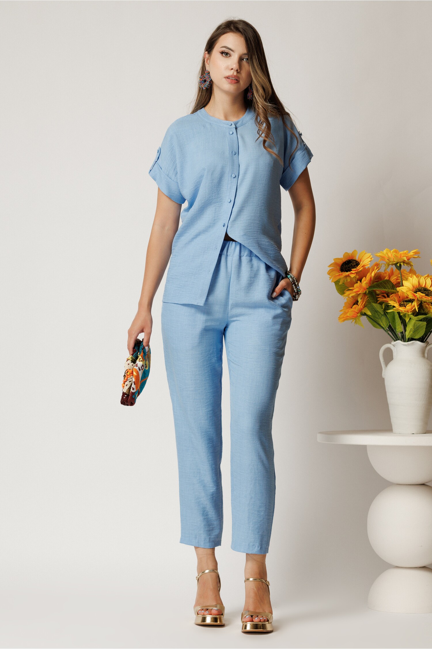 Pantaloni DY Fashion bleu vaporos confortabili