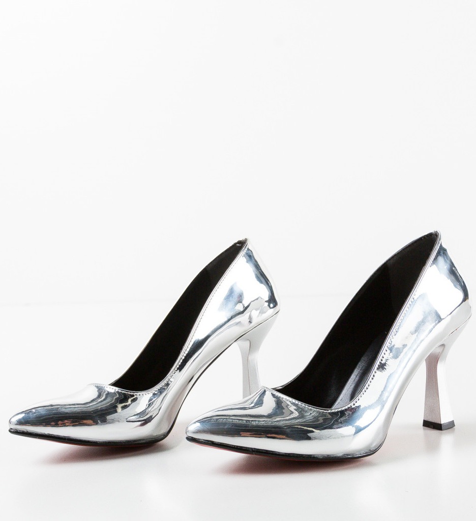 Pantofi cu Toc Hanab Argintii | Eleganță Asigurată - imagine 8