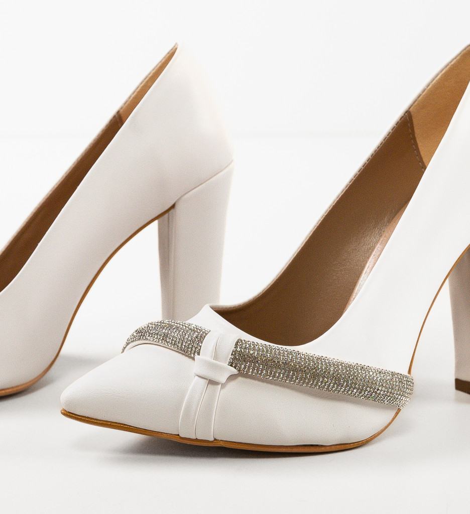 Pantofi cu Toc Pynay Albi | Stil Elegant - imagine 11