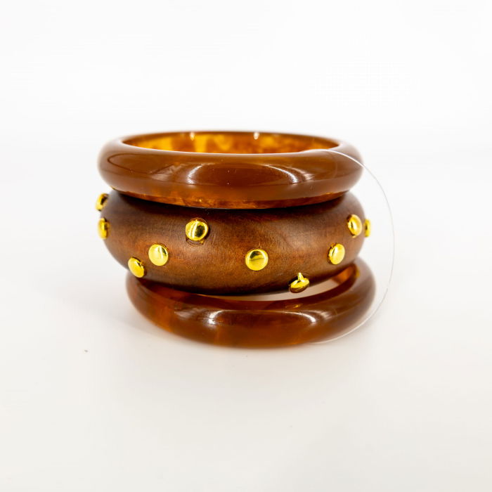 Set Brățări Shopika Lemn & Rășină Aurii - Stil Elegant