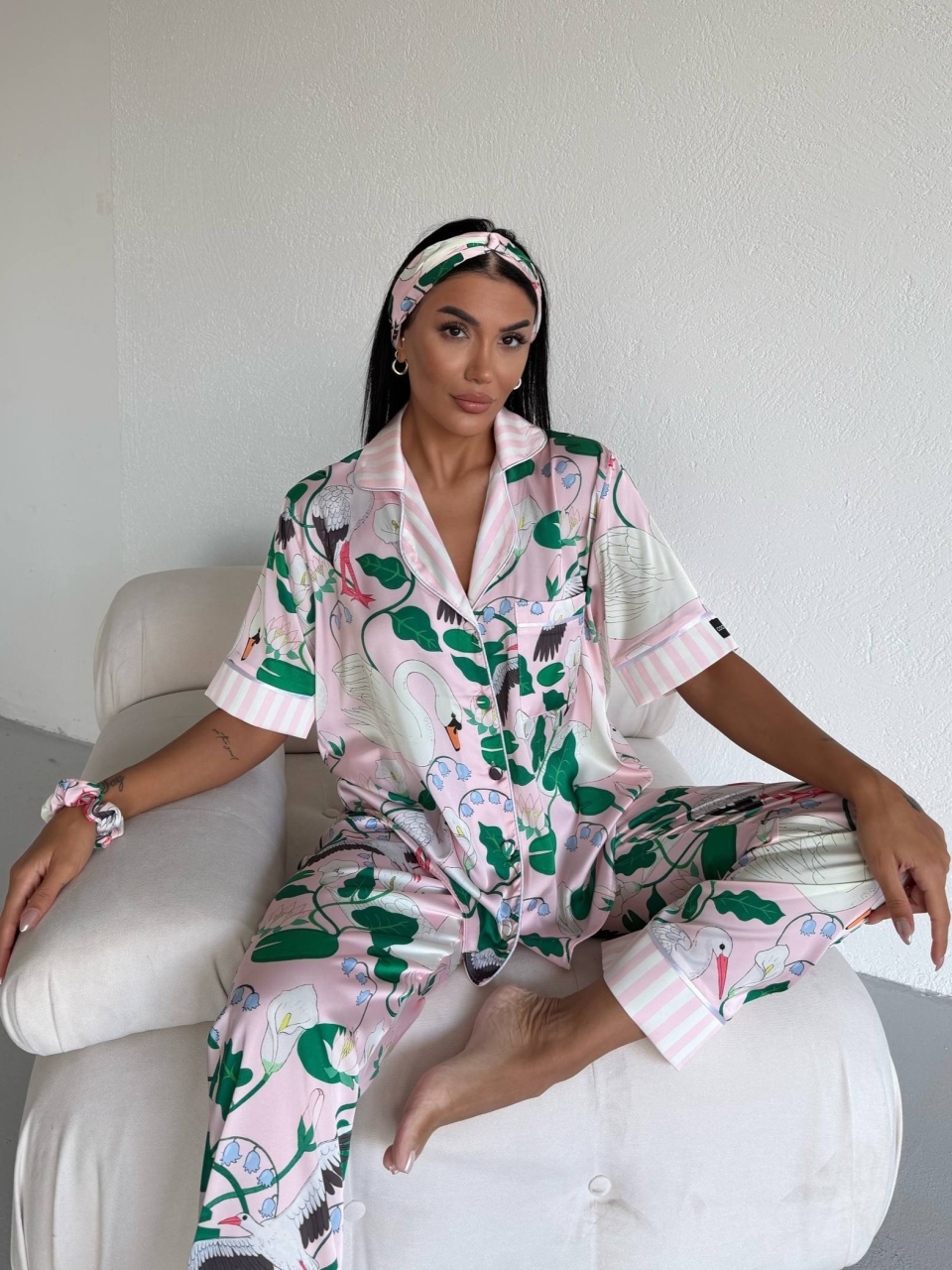 Set Pijama Dama 2 Piese Delis, Stil Satin Mat - imagine 2