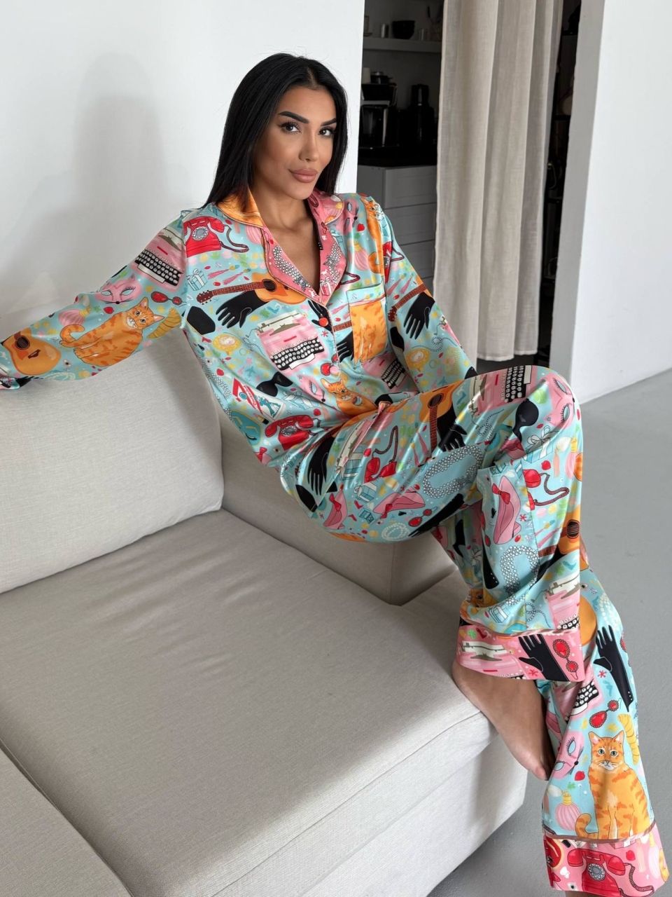 Set Pijama Dama 2 Bucati Delis, Multicolor - imagine 5