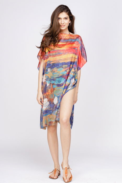 Rochie Poncho Plajă Mătase Artistică | Shopika - imagine 1