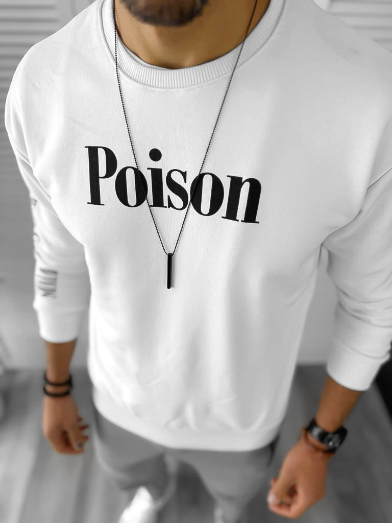 Bluza barbati alba cu imprimeu K131