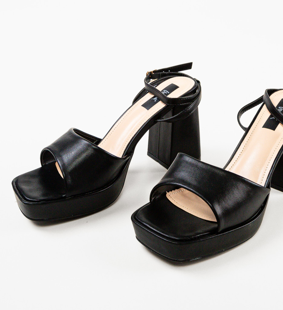 Sandale cu Toc Flaviana Negre | Eleganță și Stil - imagine 6