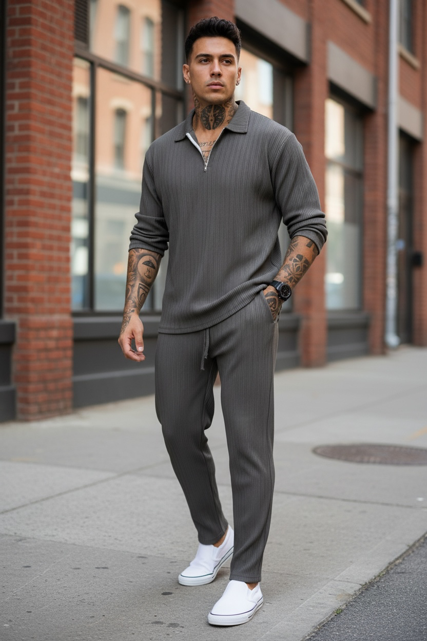 Trening barbati slim fit maro deschis 3344