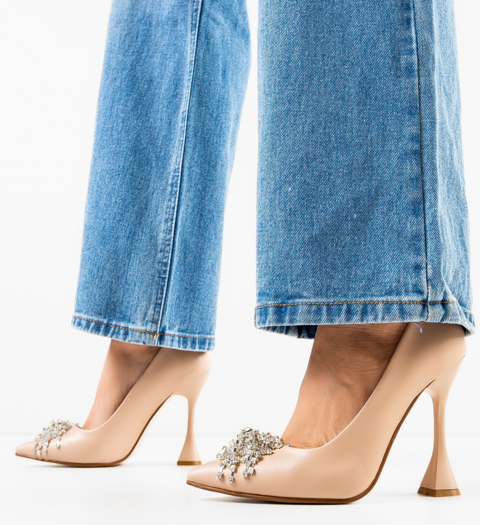 Pantofi Yerer Bej cu Toc Elegant | Stil Feminin - imagine 2
