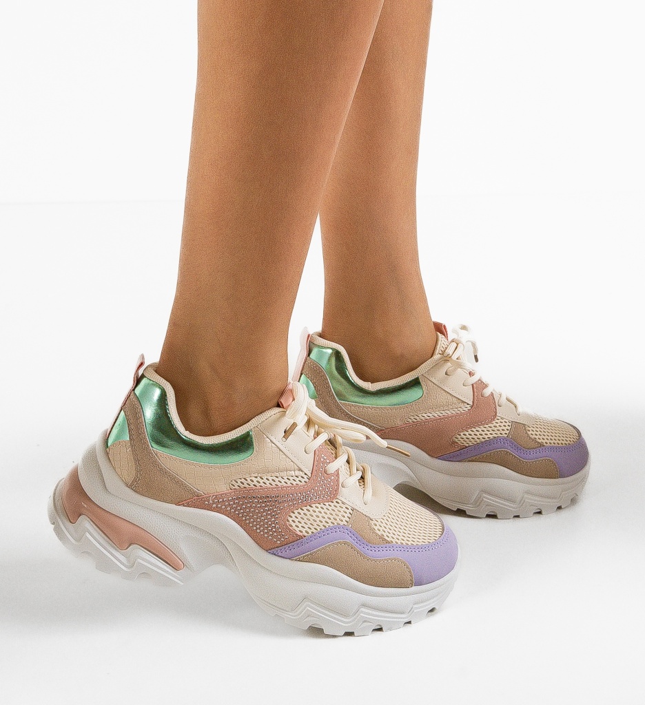 Sneakers Dama Leonarda Bej - Confort și Stil