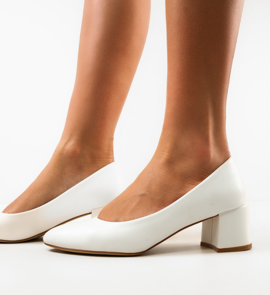 Pantofi Bubay Albi cu Toc - Eleganță și Stil - imagine 3