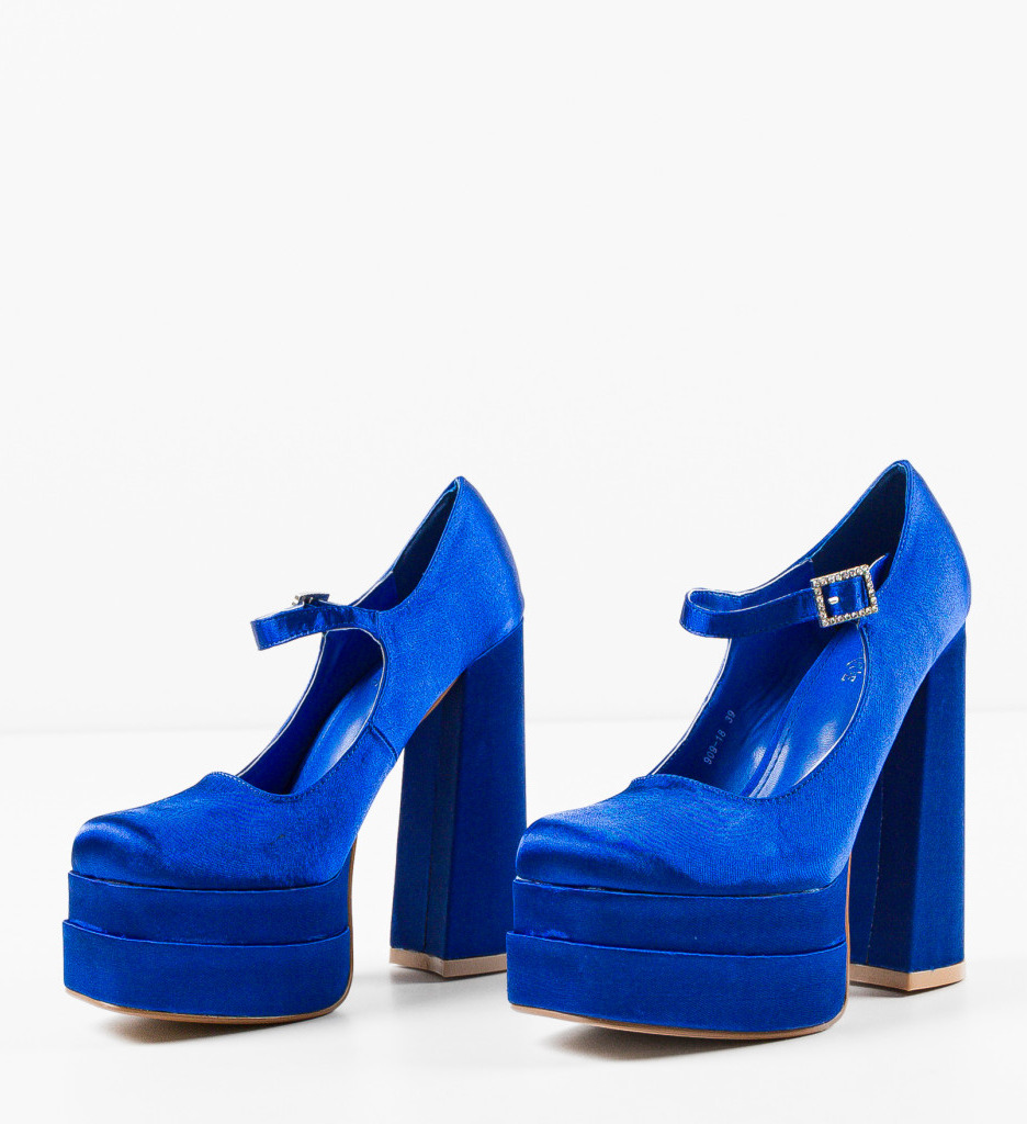 Pantofi Dama Appro Albastri cu Toc Eleganți - imagine 6