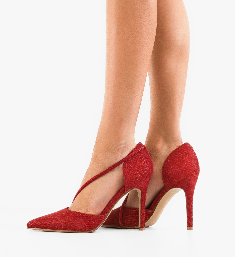 Pantofi dama Hande Rosii cu toc elegant - imagine 2