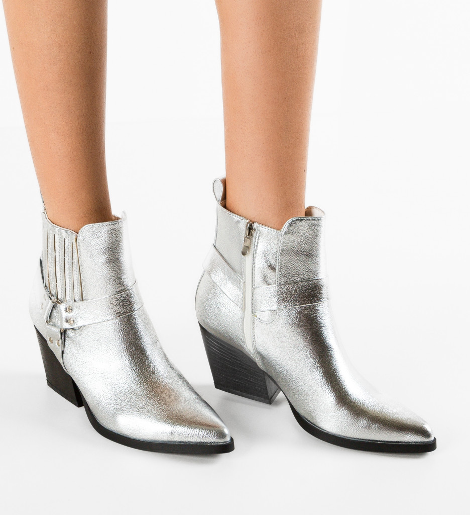 Botine Dama Gvori Argintii - Eleganță Maximă - imagine 2