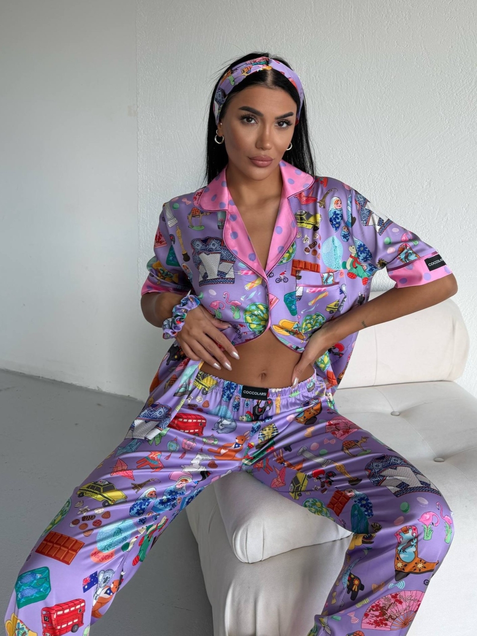 Set Pijama Dama 2 Piese Delis Satin Mat - imagine 2