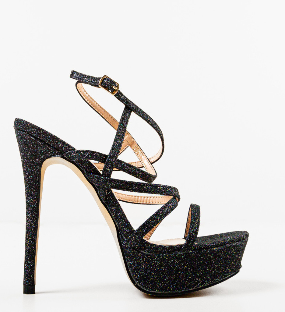Sandale cu toc Kongo Negre | Eleganță și Stil - imagine 5