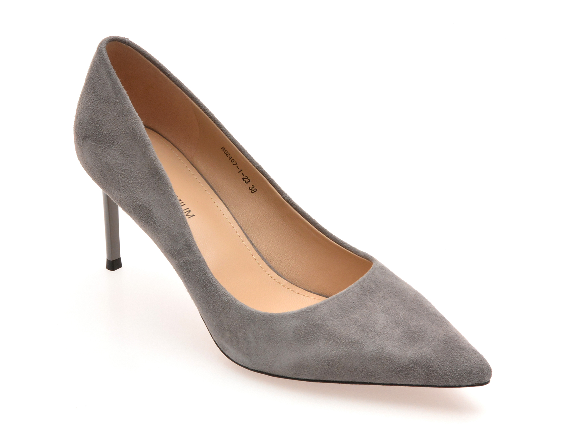 Pantofi Epica Premium din piele întoarsă gri