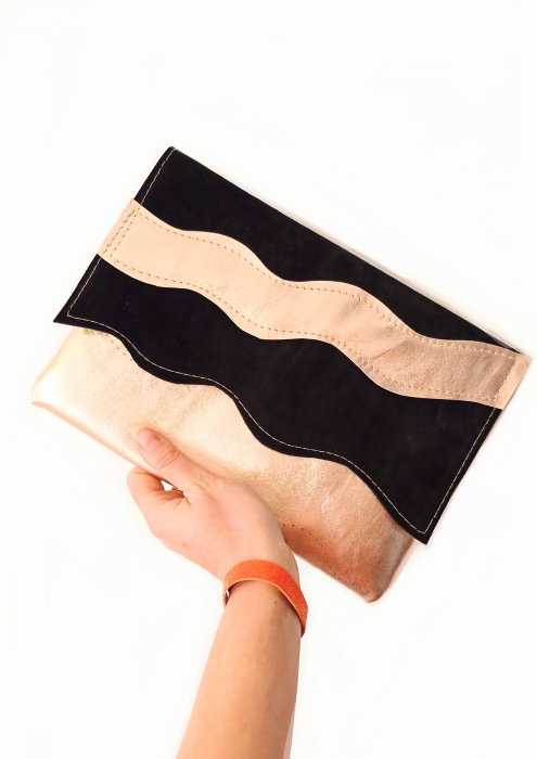 Plic Handmade Piele Naturală Cupru/Negru | Shopika