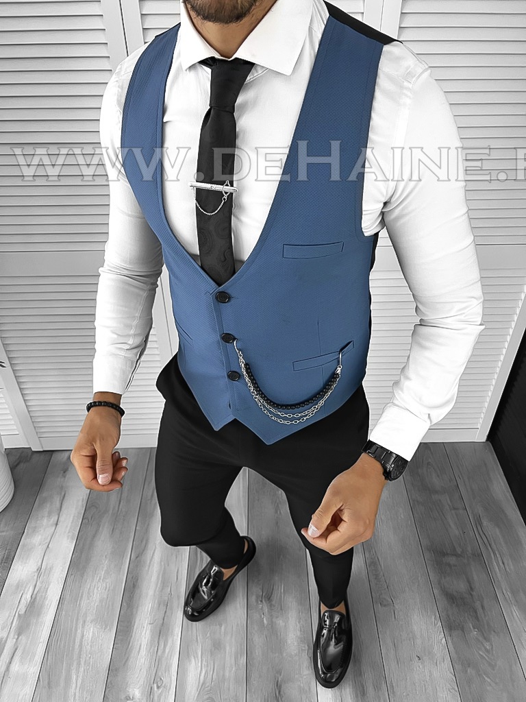 Vestă Bărbați Slim Fit Bleu | Stil Elegant