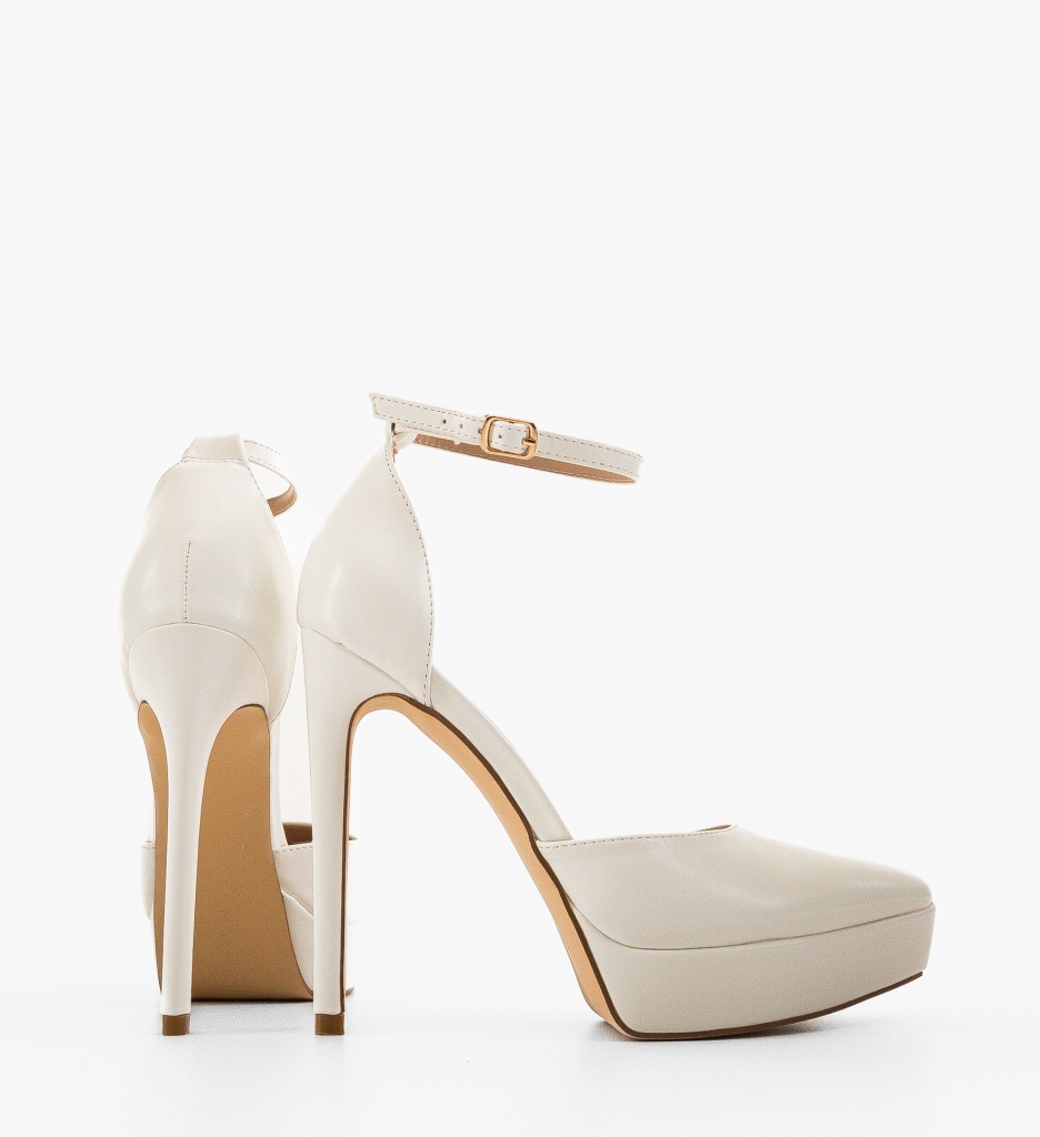Pantofi Dama Albi cu Toc | Eleganță Pură - imagine 5