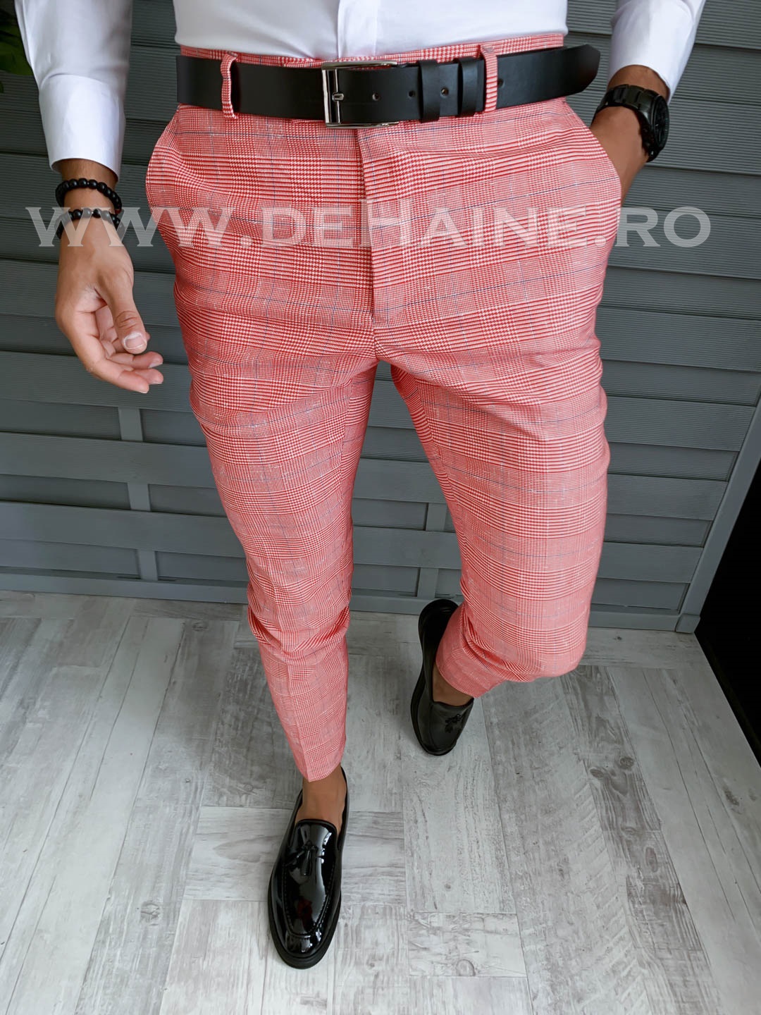 Pantaloni Barbati Eleganti Carouri Regular Fit