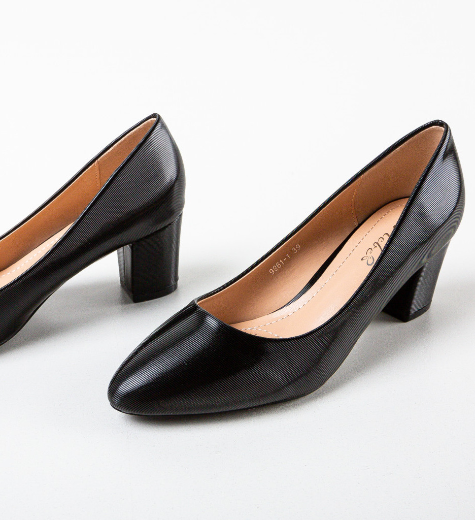 Pantofi Eleganti Bone Negri | Toc Subtire - imagine 6