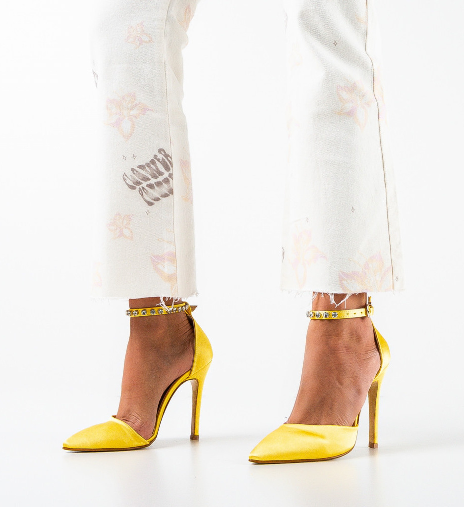 Pantofi Tanos Galbeni cu Toc Eleganți - imagine 2