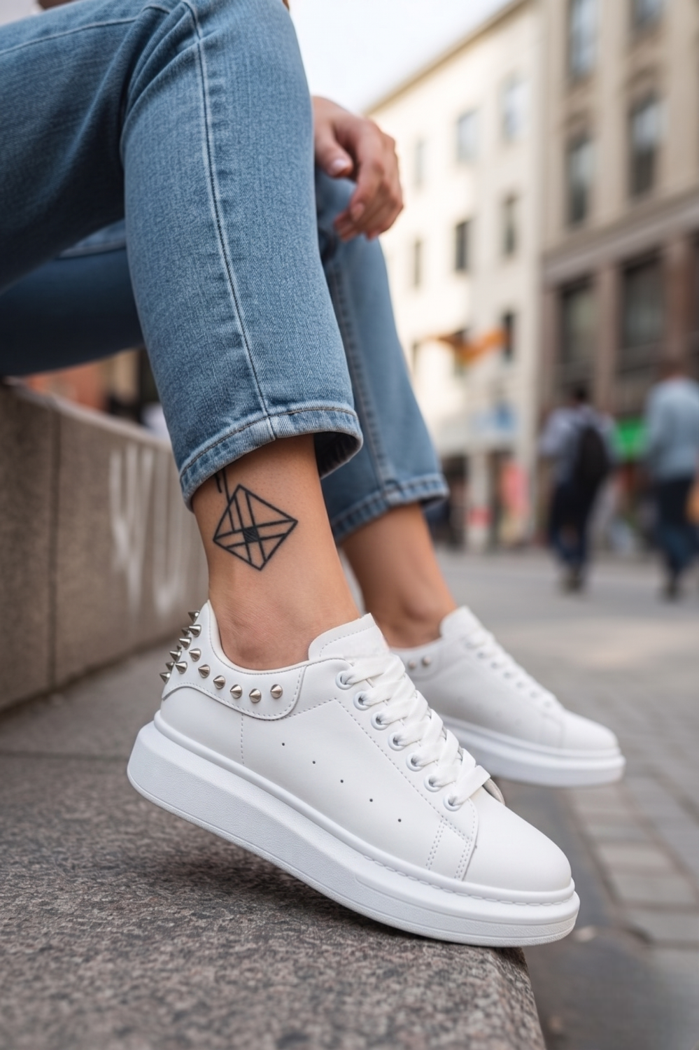 Adidasi Dama Albi Casual 6626 - Usori si Comozi - imagine 2