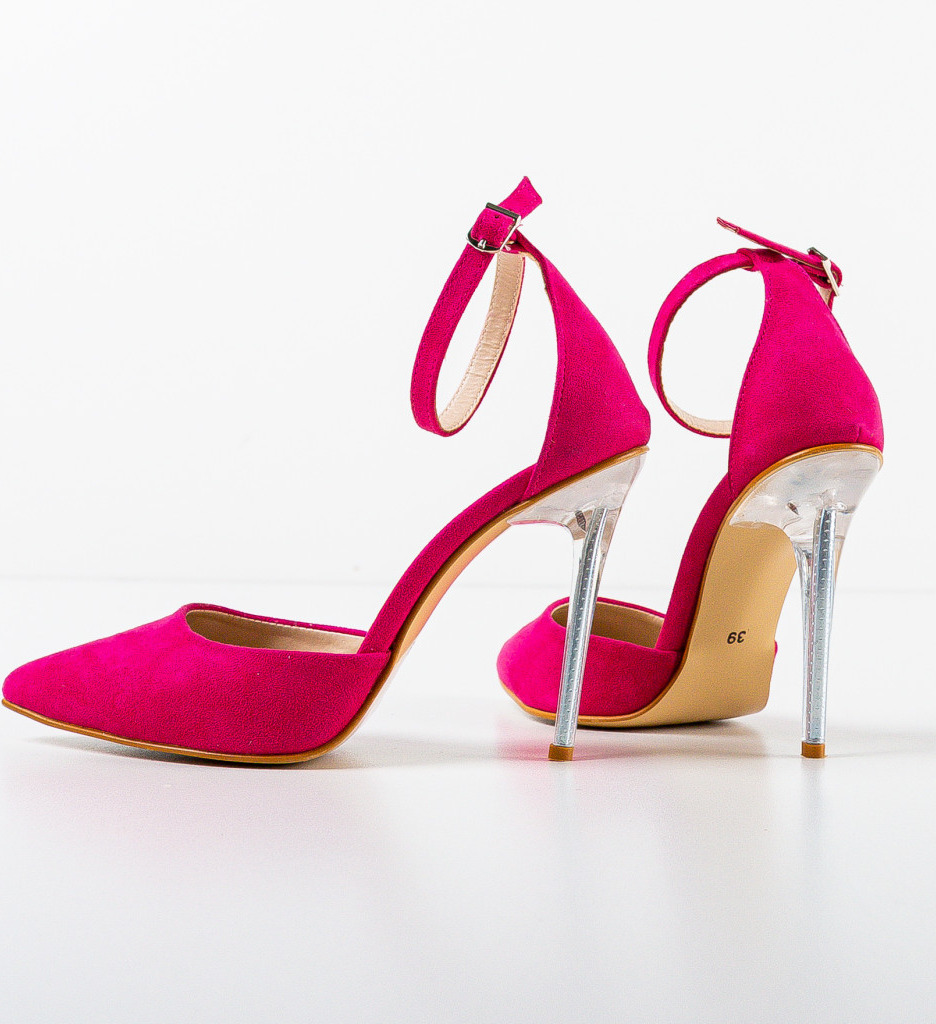 Pantofi Dama Fajana Fuchsia cu Toc Eleganți - imagine 8