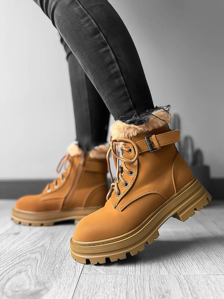 Ghete Dama Crem Imblanite Confortabile - imagine 1