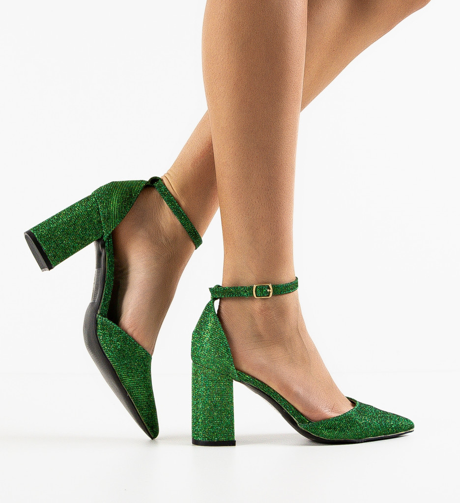 Pantofi cu Toc Lilia Verzi - Eleganță - imagine 3