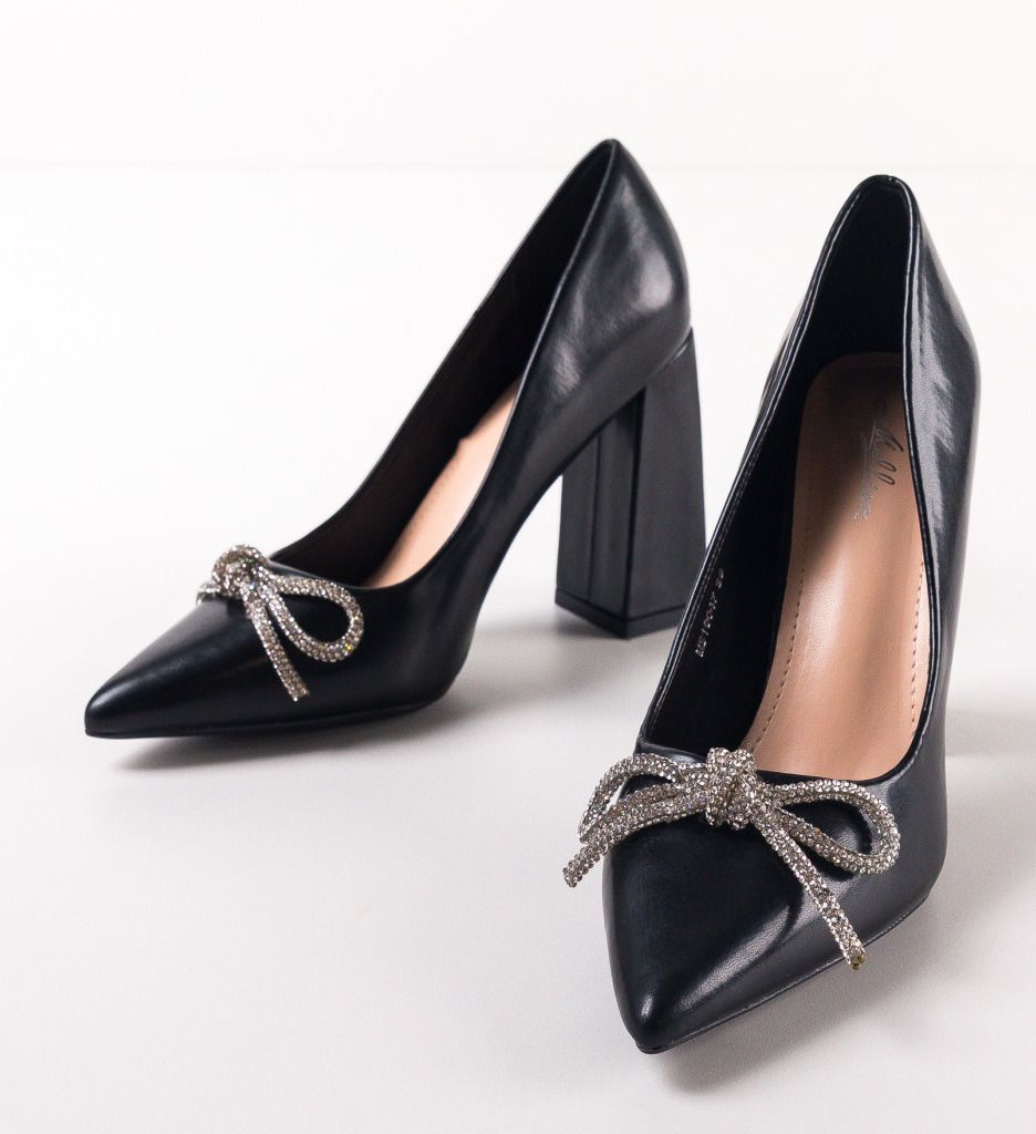 Pantofi Dark Negri Eleganți cu Toc - Stil Refined - imagine 6