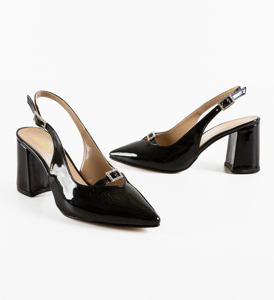 Pantofi Rich Negri Eleganți cu Toc - Stil Refined - imagine 5