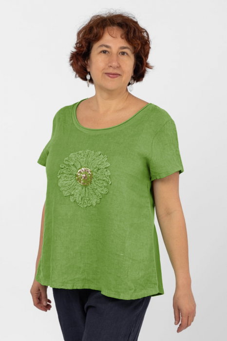 Bluza In Verde Oliv | Floare & Paiete | Shopika