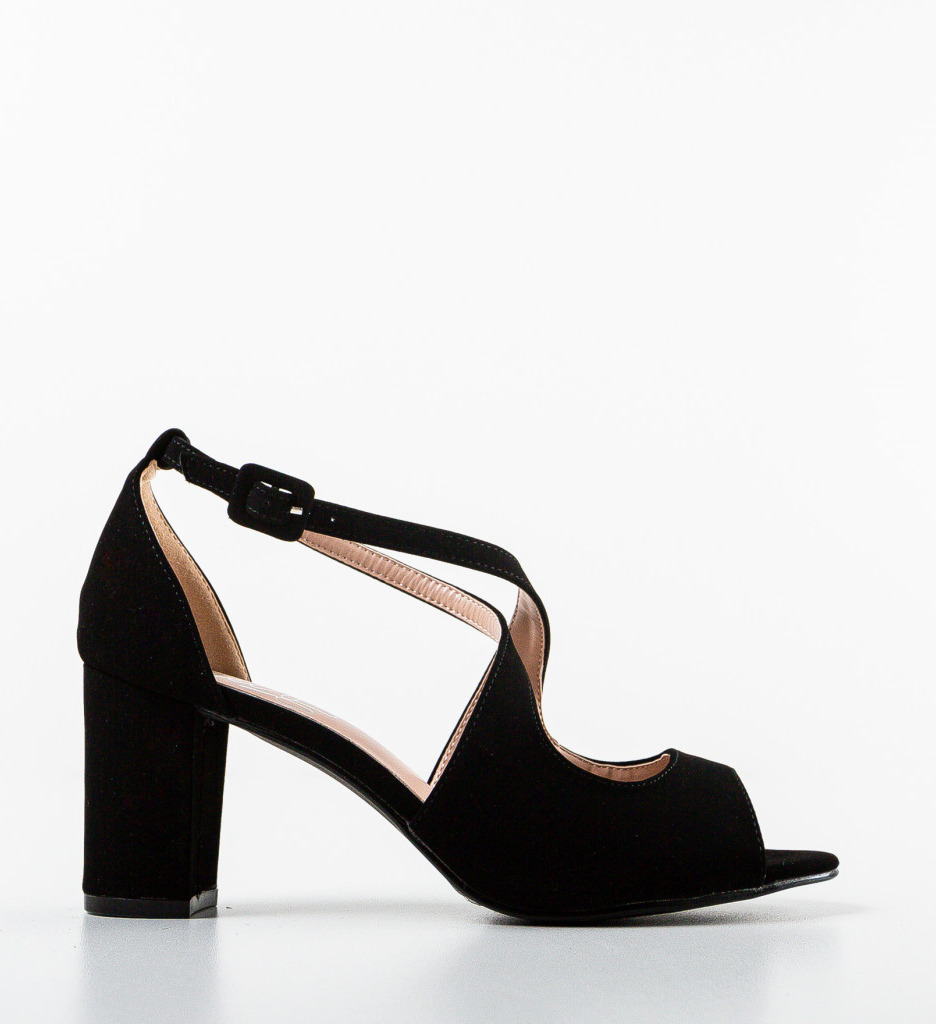 Sandale Dama Bamonos Negre cu Toc Elegante - imagine 4